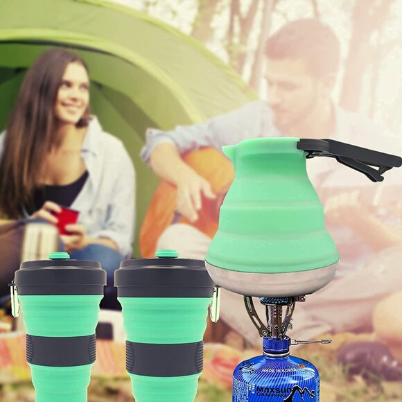 Camping Kettle Boiling Water w/Mugs Collapsible Travel Camping Tea Kettle NWT - Picture 7 of 9